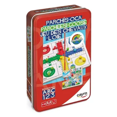 Coffret métallique Parcheesi et Jeu de l’Oie, plateau réversible