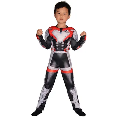 Combinaison de héros futuriste rouge et grise pour enfant