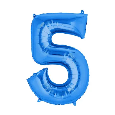 Ballon décoratif bleu métallisé en forme de 5, 86 cm