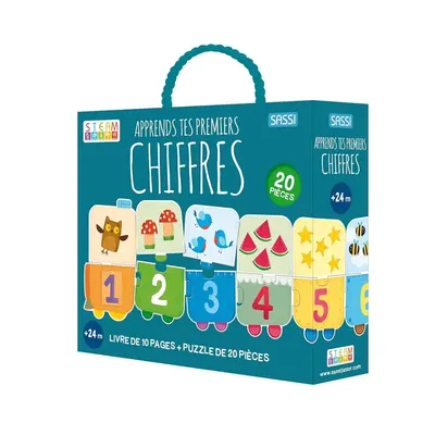 Le train des chiffres : livre et puzzle de 20 pièces dès 2 ans
