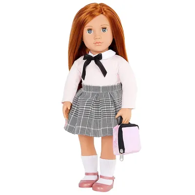Carly, poupée d’école rousse de 46 cm avec sac à lunch