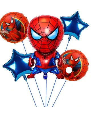Cinq ballons Spider-Man aux formes variées