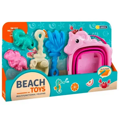 Ensemble Plage Seau Pliable Licorne Rose 3 ans+