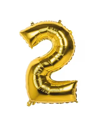 Le chiffre 2 doré métallisé, ballon 16 pouces