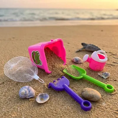 Seau rose à crocodile et outils pour jouer dans le sable