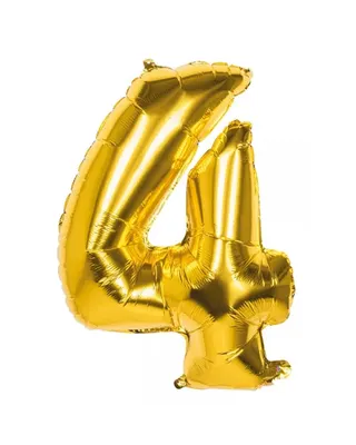 Ballon chiffre 4 doré en aluminium, 16 pouces