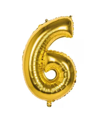 Ballon aluminium doré chiffre 6, format 17 pouces