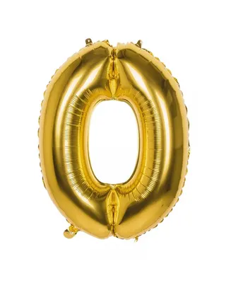 Ballon chiffre zéro doré, format 40 cm