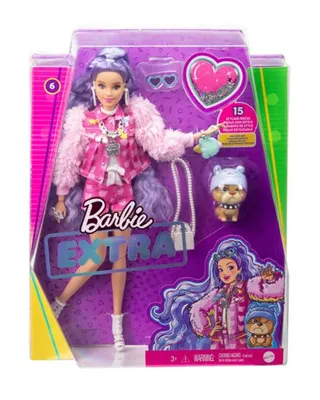 Barbie Extra aux cheveux violets et son bulldog, dès 3 ans
