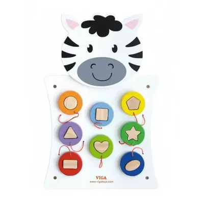 Zèbre à formes : panneau mural en bois Viga Toys