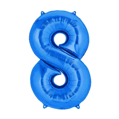 Le huit bleu métallique, ballon chiffre en aluminium 36 cm