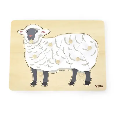 Puzzle Mouton en Bois 7 Pièces à Boutons Viga Toys 18M+