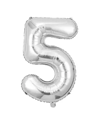 Ballon de fête 5 argenté, format 45 cm