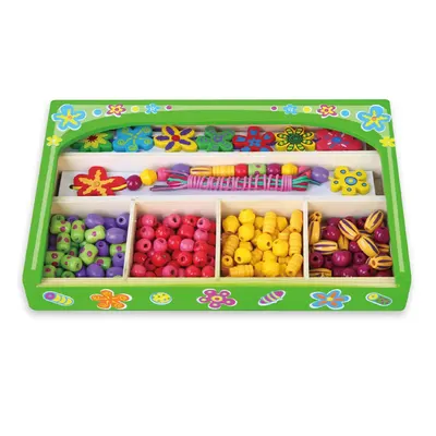 Kit Créatif Perles en Bois Fleurs Viga Toys 3 Ans+