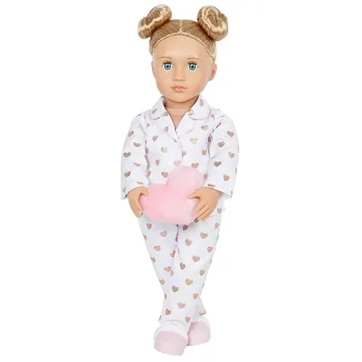 Serenity, poupée en pyjama 46 cm avec oreiller cœur