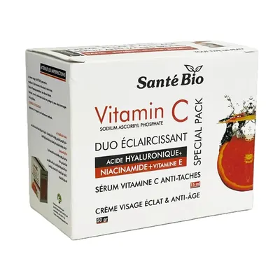 Duo teint lumineux Santé Bio, crème visage et sérum vitamine C