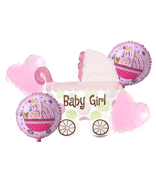 Assortiment de 5 ballons roses pour baby shower