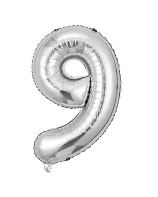 Ballon chiffre 9 argenté en aluminium