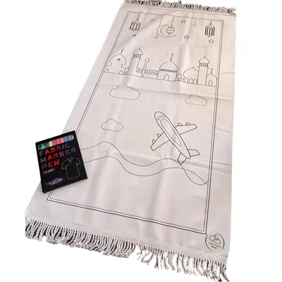 Tapis de prière illustré à personnaliser avec feutres dès 2 ans