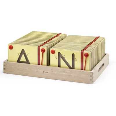 Coffret 26 Tableaux Magnétiques Lettres Majuscules Bois Viga Toys 3 Ans+