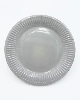 Assiettes grises à rebord strié, lot de 10