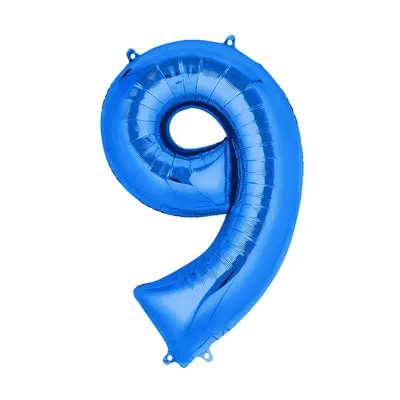 Un ballon chiffre neuf bleu métallisé pour marquer le jour – 36 cm