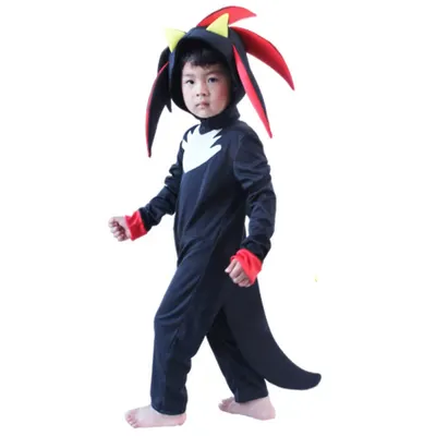 Costume enfant de Shadow avec combinaison, coiffe et gants