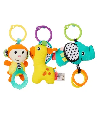 Trio de jouets suspendus Singe, Girafe et Éléphant 0M+