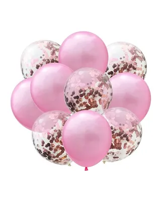 Ballons roses et confettis pour vos fêtes, pack de 10