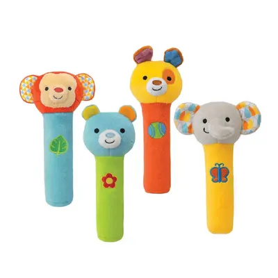Hochet bâton Chien en peluche, couinement et tintements