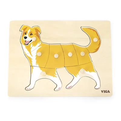 Puzzle Chien en Bois 7 Pièces à Boutons Viga Toys 18M+