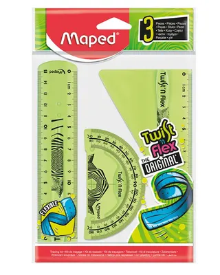 Kit de traçage vert Maped avec règle, équerre et rapporteur