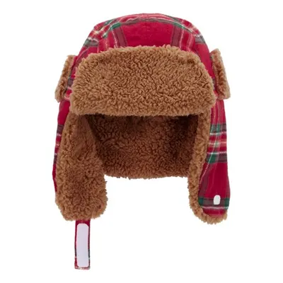 Chapka enfant rouge à carreaux, doublure sherpa – 2–4 ans