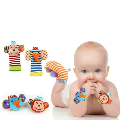 Chaussettes-hochets et bracelets animaux pour bébé 0M+