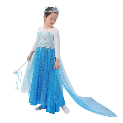 Robe de déguisement bleu glacé à broderies argentées