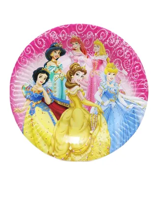 Table de conte : 10 assiettes en papier illustrées de princesses
