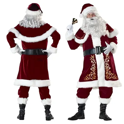Costume de Père Noël avec cape courte et accessoires