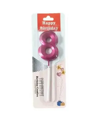 Bougie anniversaire rose chiffre 8 sur pic