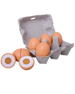 Boîte 6 Œufs en Bois à Ouvrir Jeu Dinette 3 ans+