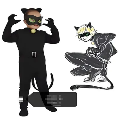 Panoplie féline noire pour enfant avec clochette et masque