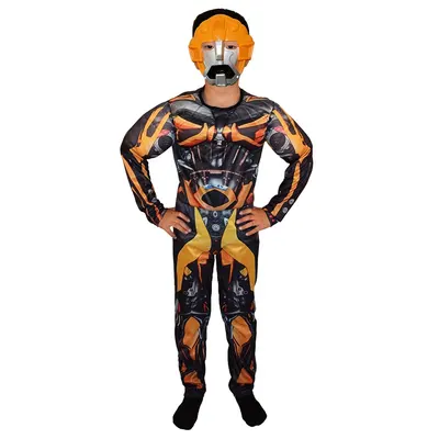 Costume de robot noir et orange avec masque pour enfant