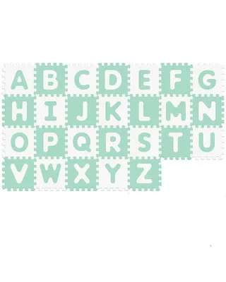 Tapis alphabet à dalles emboîtables vert et blanc