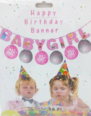 Bannière d’anniversaire rose « Baby Girl » et « It's a Girl »