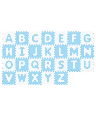 Tapis puzzle alphabet en mousse bleu et blanc