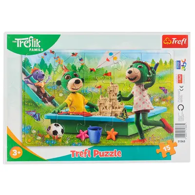 La famille Treflik au jardin — puzzle 15 pièces