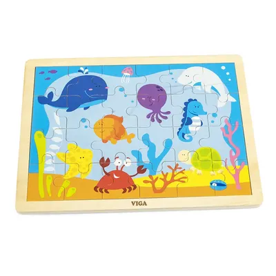 Puzzle Monde Marin Bois 24 Pièces Viga Toys 24M+