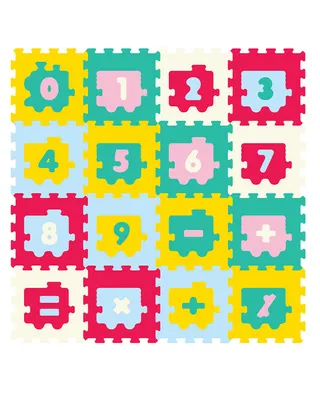 Dalles puzzle multicolores à chiffres et signes de calcul
