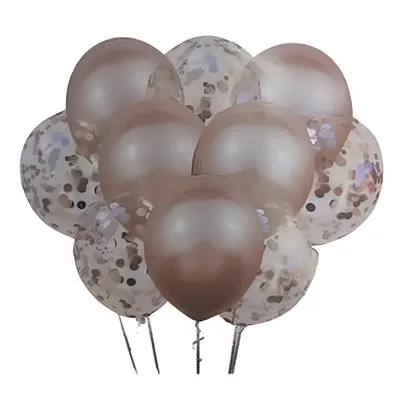 Dix ballons gris et transparents à confettis