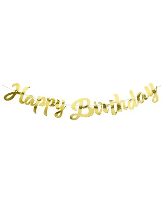 Décoration suspendue dorée « Happy Birthday », lettres cursives, 2 m