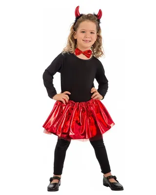 Accessoires rouges de diablesse avec jupe brillante et queue